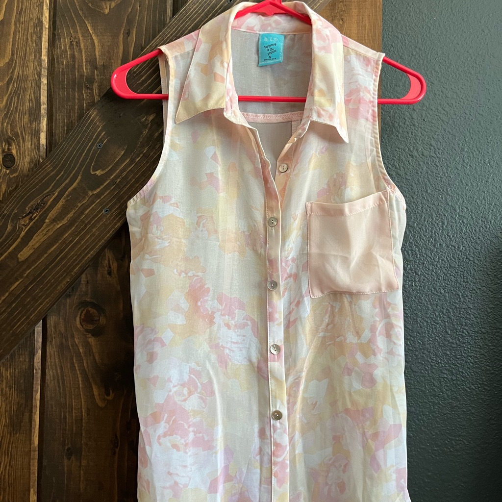 Pink Floral Sleeveless Top